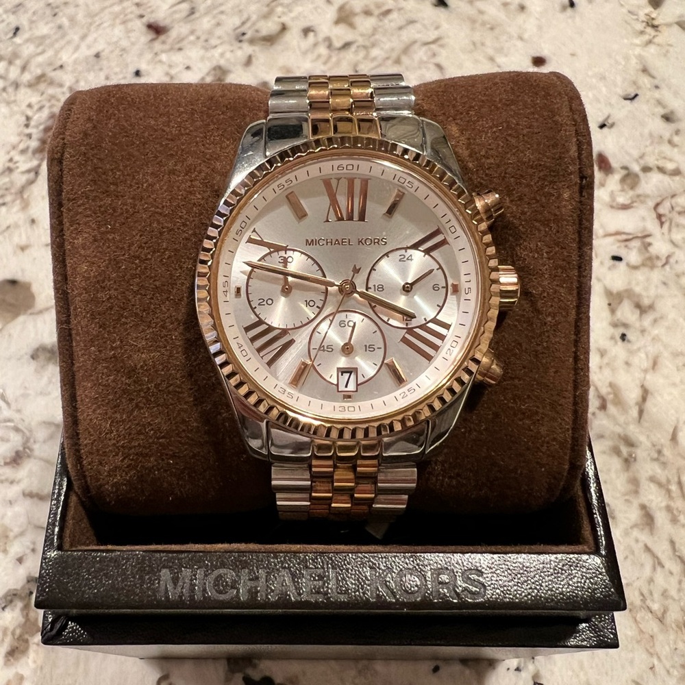 Michael Kors Rose Gold and Silver Watch